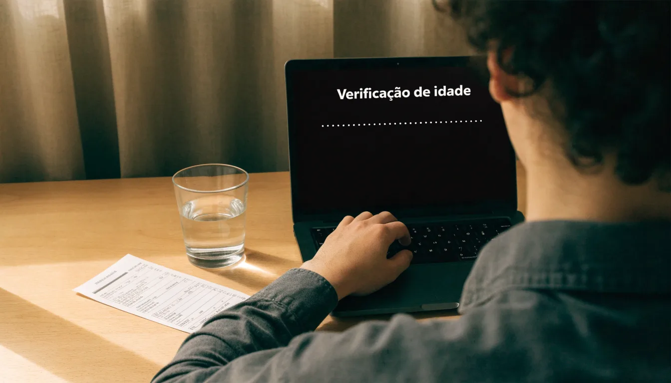 Uma folha de licença em papel com um selo vermelho, pousada numa secretária de madeira ao lado de uma caneta